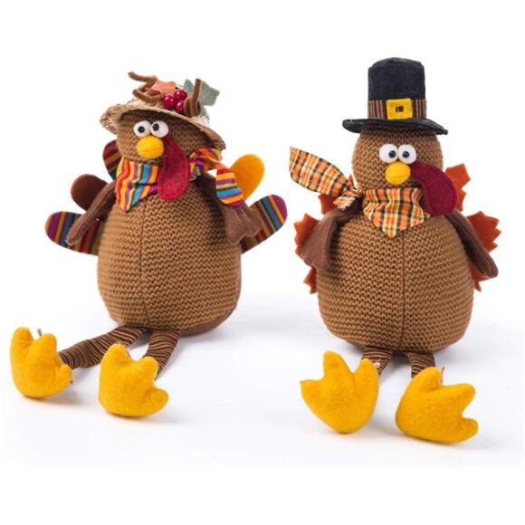 Thanksgiving Turkey Couple Decor Tabletop Fall Autumn Holiday Home Decorations - Picture 4 of 7